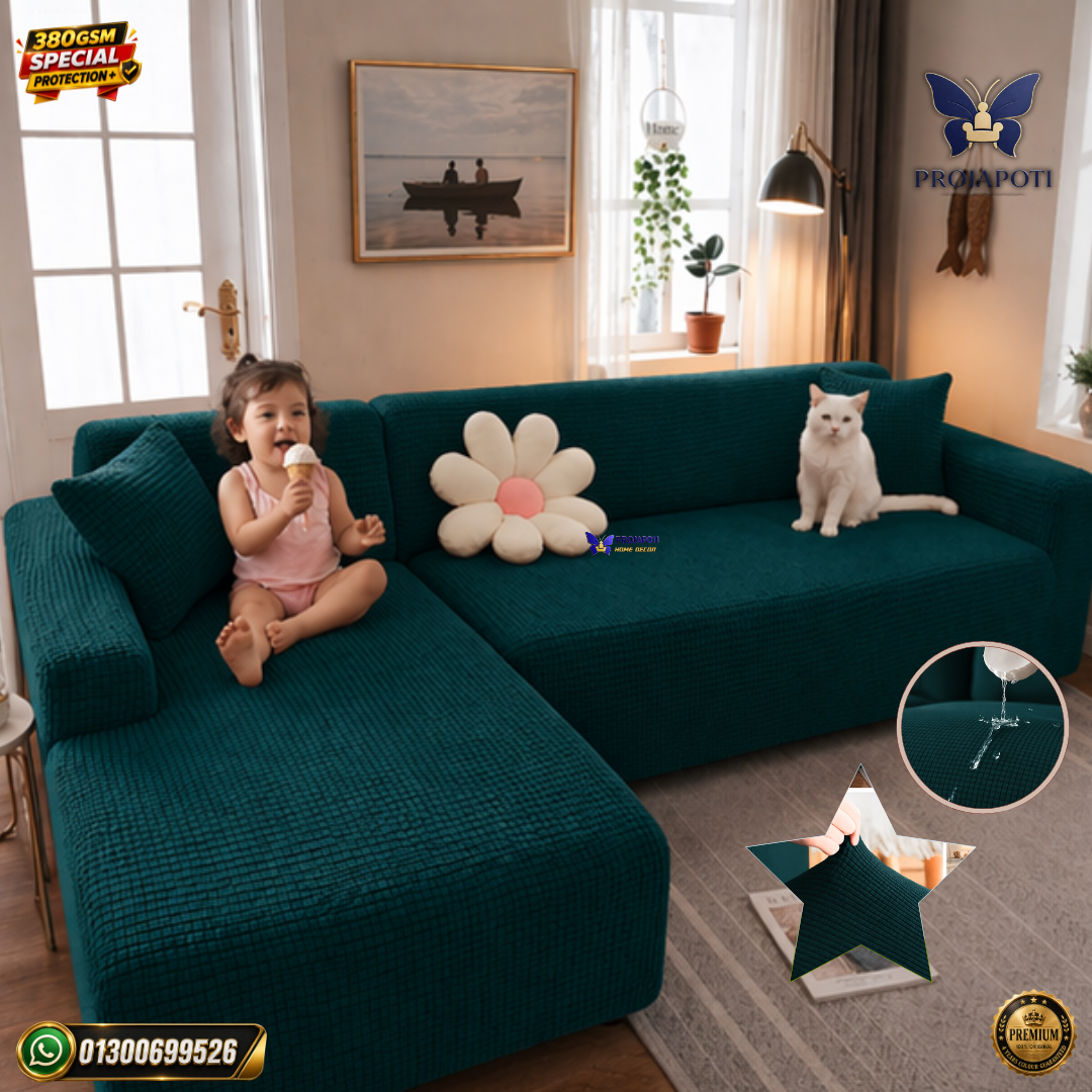 Sofa cover (12) HoneyComb Sofa Cover Sea Green Colour - Image 1