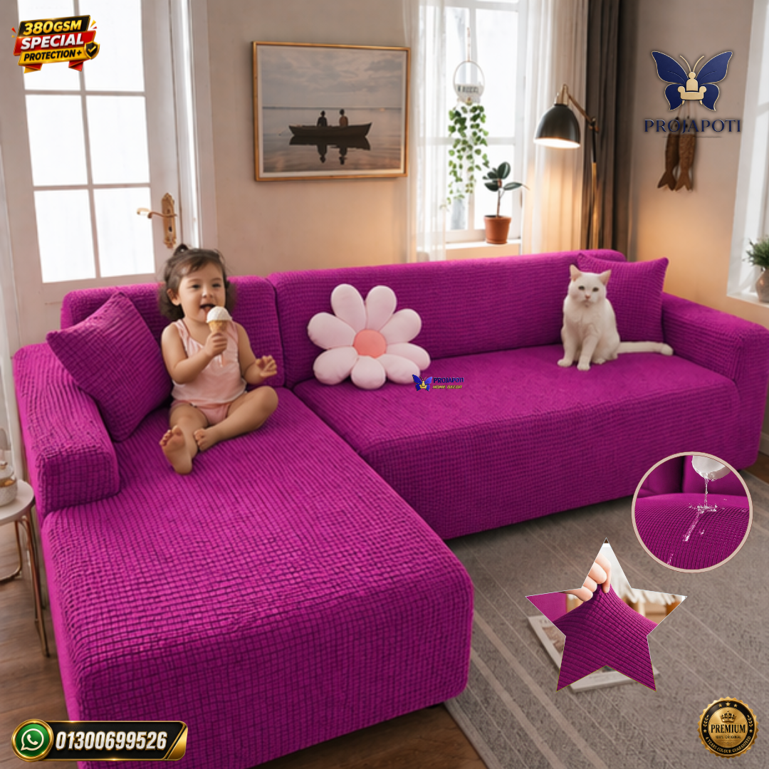 Sofa cover (3) HoneyComb Sofa Cover Magenta Purple - Image 1